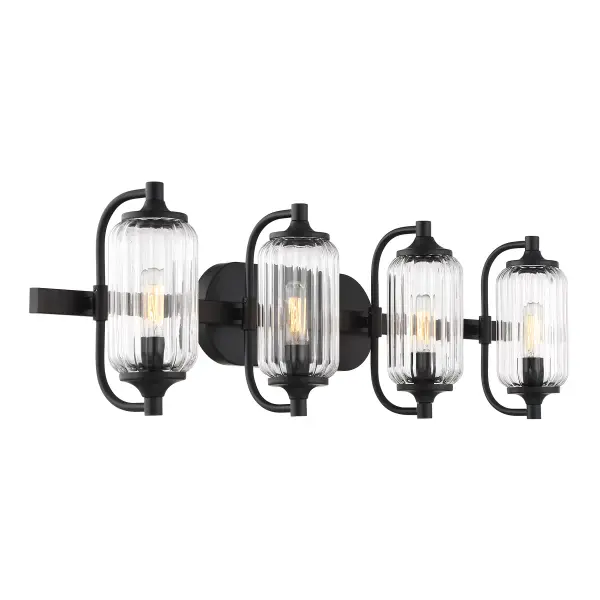 Holton 4-Light Bathroom Vanity Light in Matte Black - Image 4
