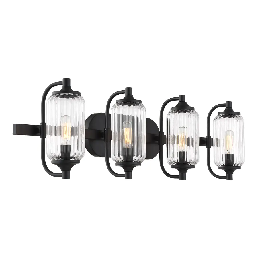 Holton 4-Light Bathroom Vanity Light in Matte Black - Image 4