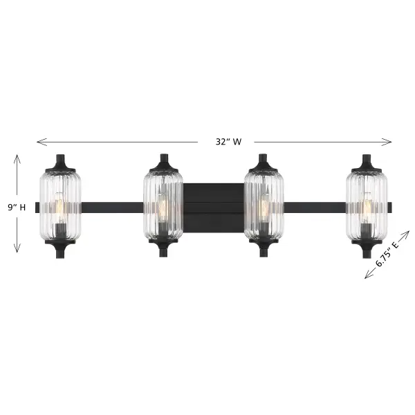 Holton 4-Light Bathroom Vanity Light in Matte Black - Image 6