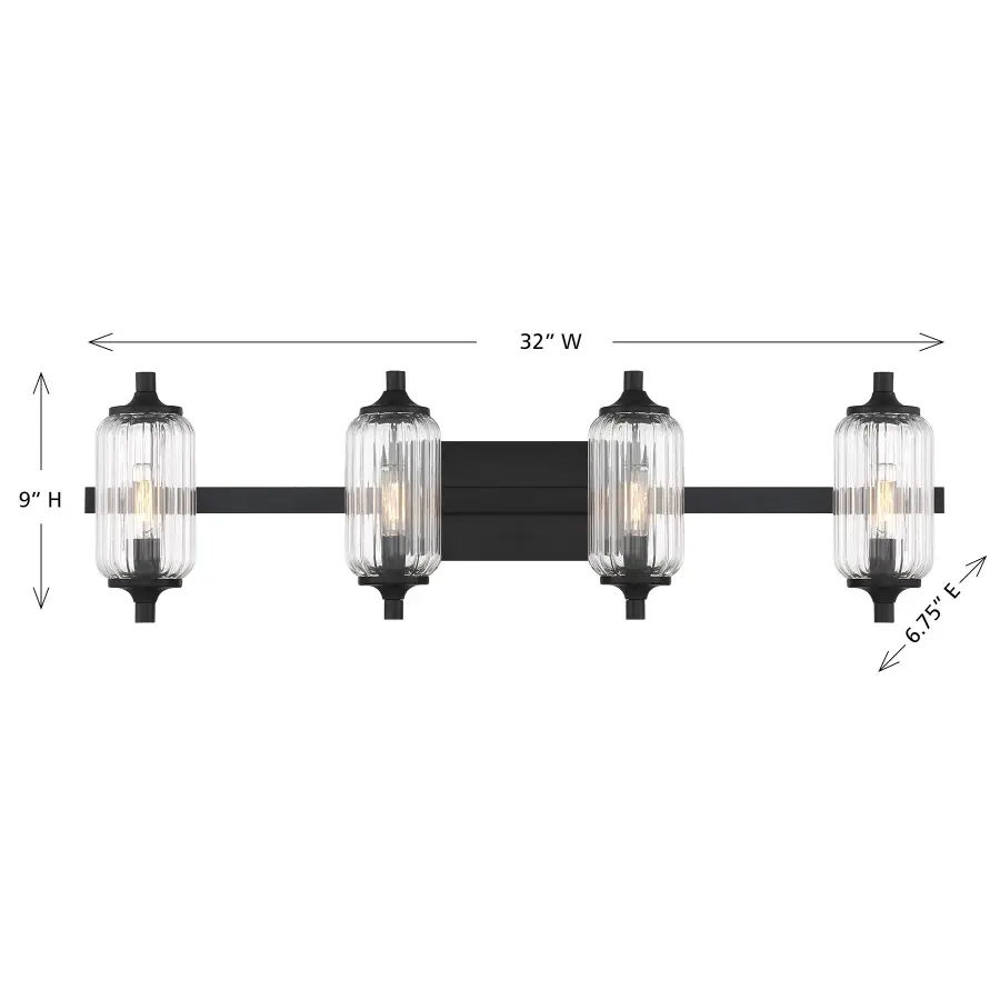 Holton 4-Light Bathroom Vanity Light in Matte Black - Image 6