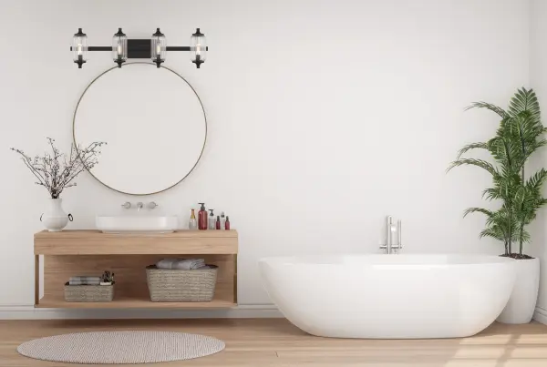 Holton 4-Light Bathroom Vanity Light in Matte Black - Image 7