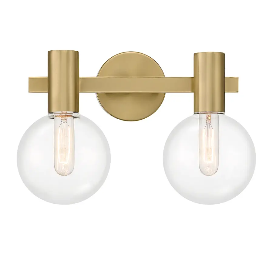 Wright Two Light Bathroom Vanity in Warm Brass - Image 1