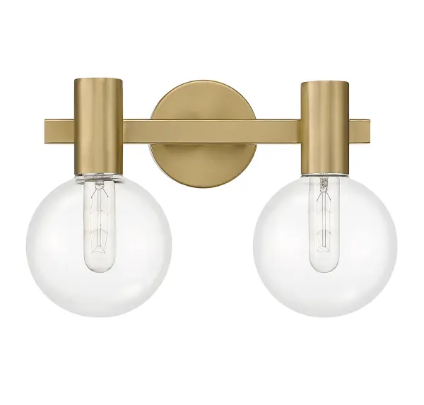Wright Two Light Bathroom Vanity in Warm Brass - Image 2