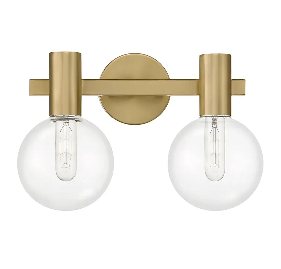 Wright Two Light Bathroom Vanity in Warm Brass - Image 2