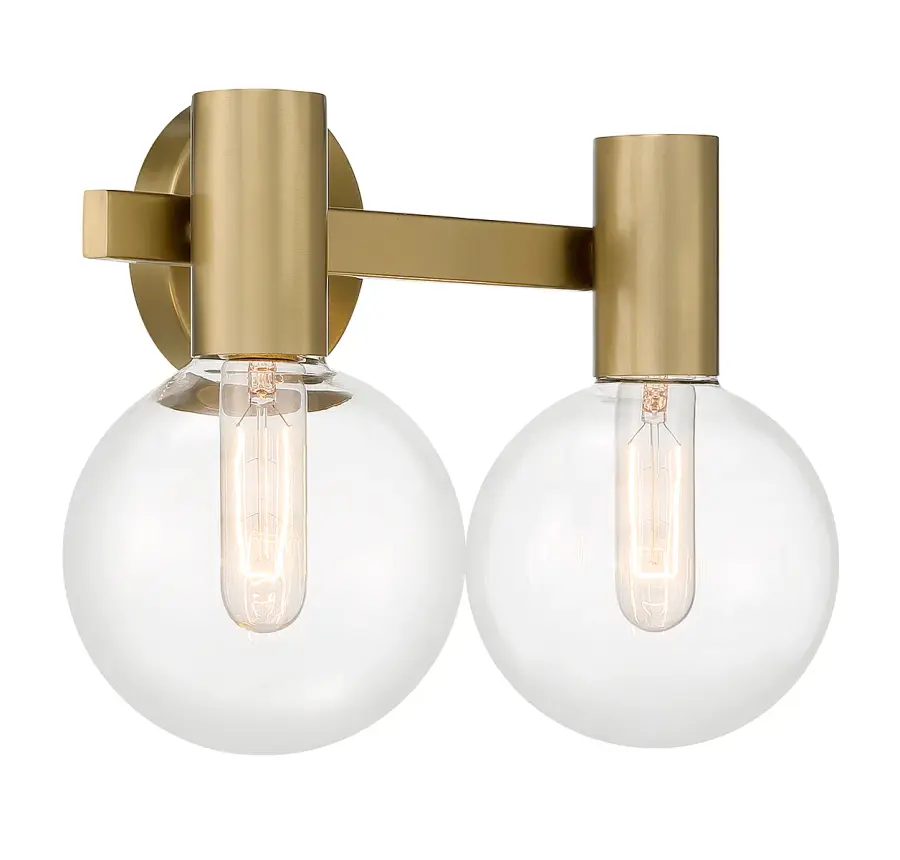 Wright Two Light Bathroom Vanity in Warm Brass - Image 4