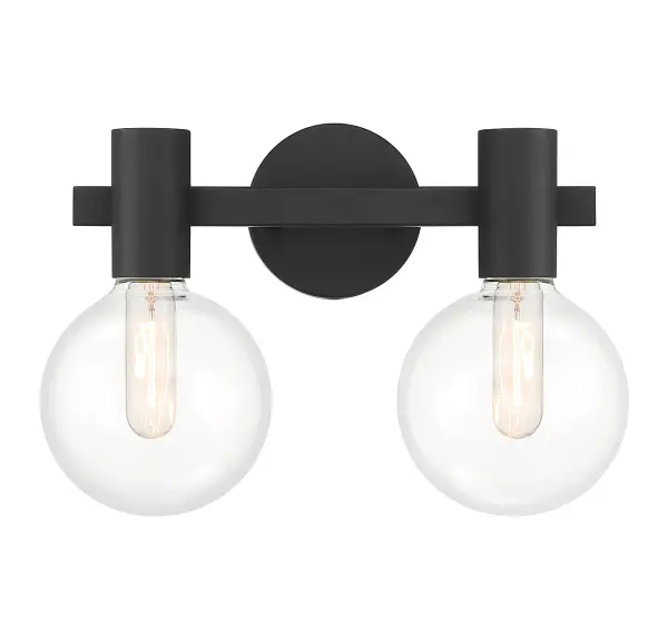 Wright 2-Light Bathroom Vanity Light in Matte Black - Image 1
