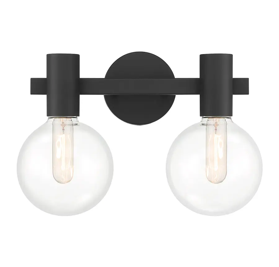 Wright 2-Light Bathroom Vanity Light in Matte Black - Image 1