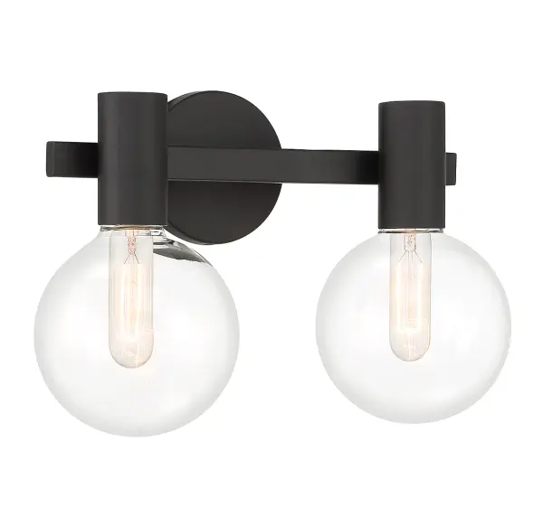 Wright 2-Light Bathroom Vanity Light in Matte Black - Image 3
