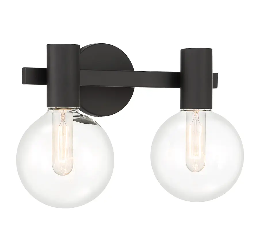 Wright 2-Light Bathroom Vanity Light in Matte Black - Image 3