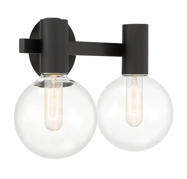 Wright 2-Light Bathroom Vanity Light in Matte Black - Image 4