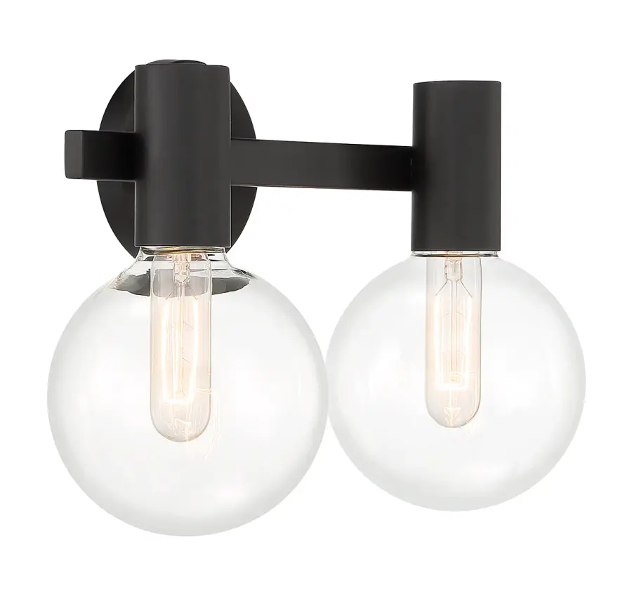 Wright 2-Light Bathroom Vanity Light in Matte Black - Image 4