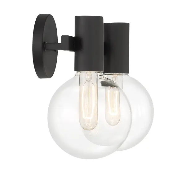 Wright 2-Light Bathroom Vanity Light in Matte Black - Image 5