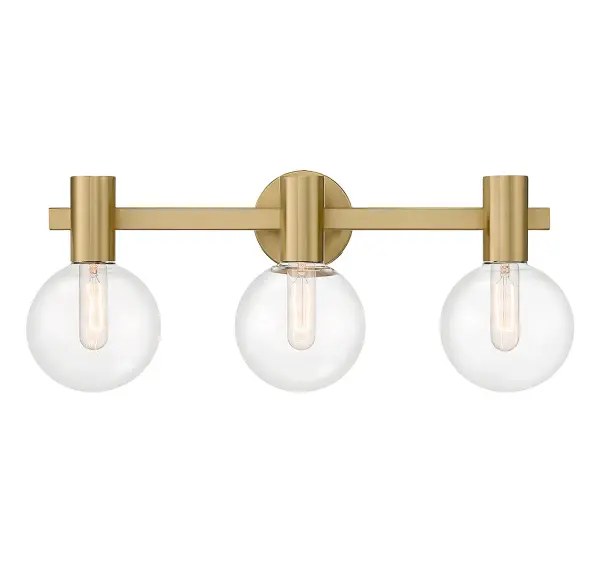 Wright Three Light Bathroom Vanity in Warm Brass - Image 1