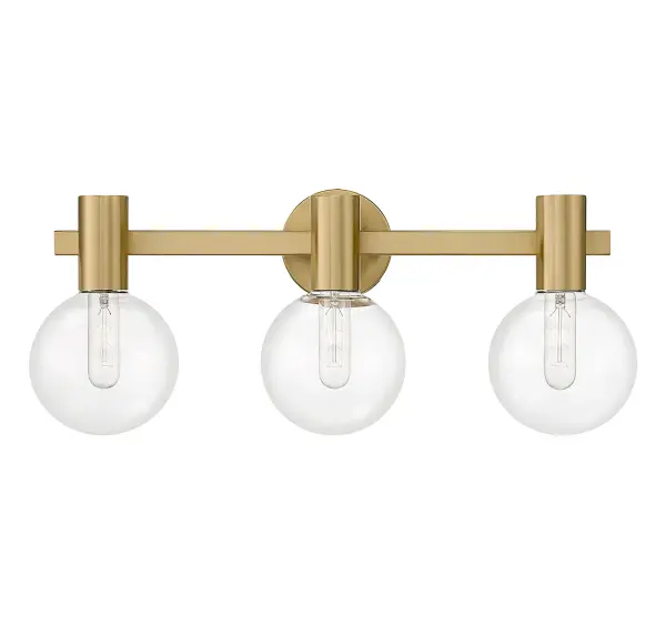 Wright Three Light Bathroom Vanity in Warm Brass - Image 2
