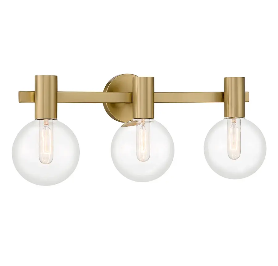 Wright Three Light Bathroom Vanity in Warm Brass - Image 3
