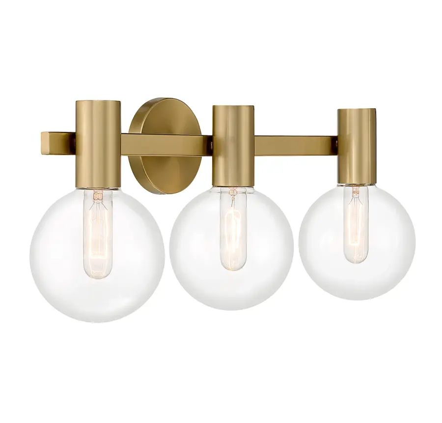 Wright Three Light Bathroom Vanity in Warm Brass - Image 4
