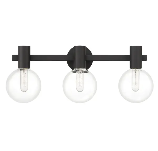 Wright 3-Light Bathroom Vanity Light in Matte Black - Image 2