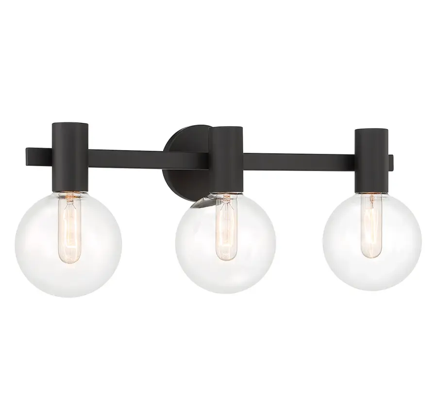 Wright 3-Light Bathroom Vanity Light in Matte Black - Image 3