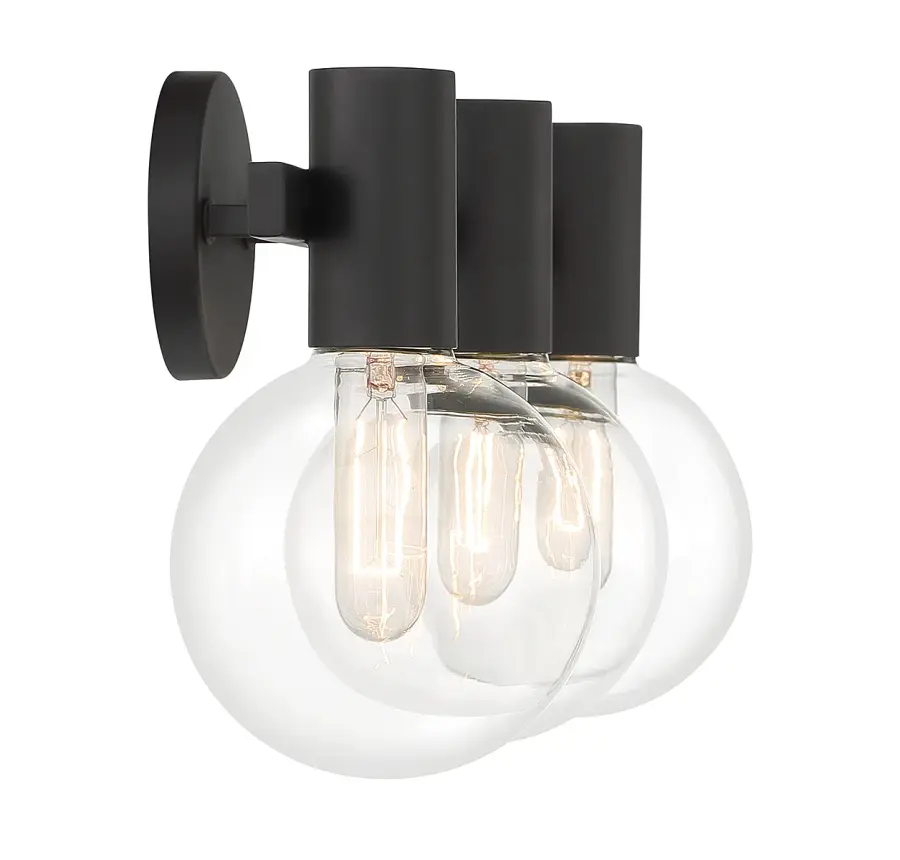 Wright 3-Light Bathroom Vanity Light in Matte Black - Image 5