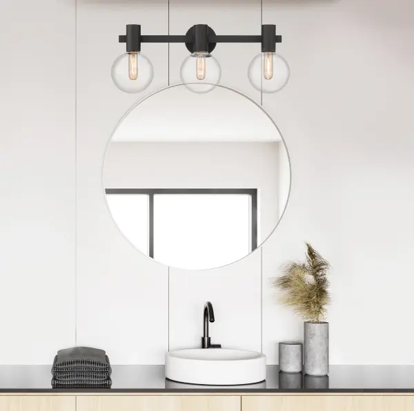 Wright 3-Light Bathroom Vanity Light in Matte Black - Image 6