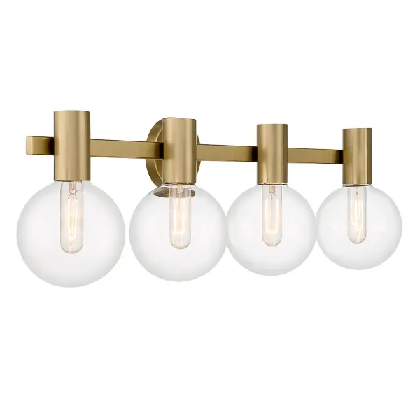 Wright Four Light Bathroom Vanity in Warm Brass - Image 4