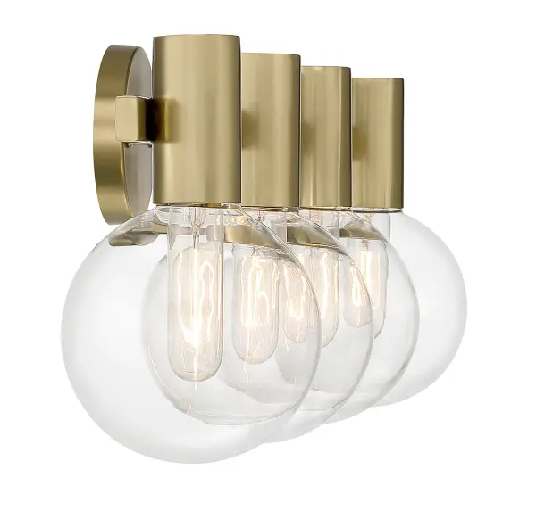 Wright Four Light Bathroom Vanity in Warm Brass - Image 5