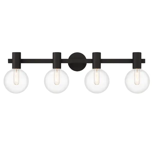 Wright 4-Light Bathroom Vanity Light in Matte Black - Image 1