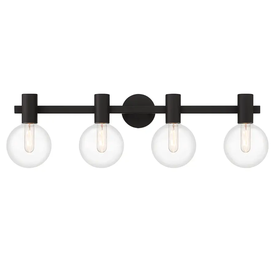 Wright 4-Light Bathroom Vanity Light in Matte Black - Image 1