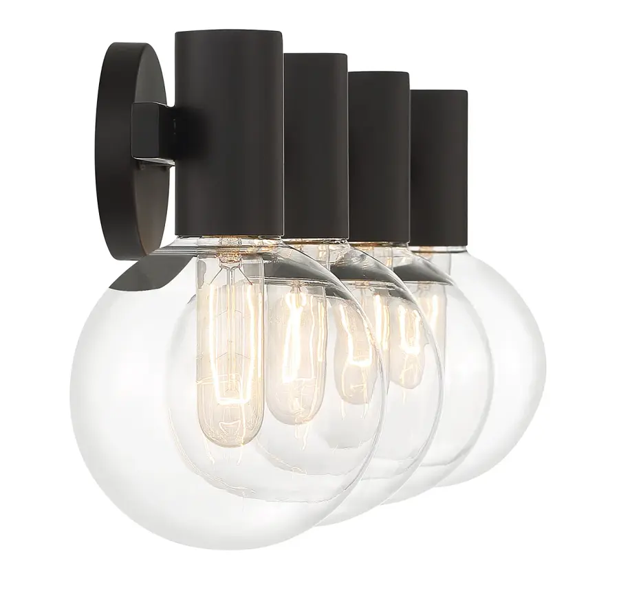 Wright 4-Light Bathroom Vanity Light in Matte Black - Image 5