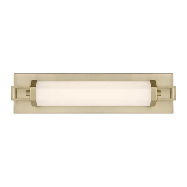 The Parker vanity light delivers sophisticated illumination with its hexagonal opal glass shade and warm Noble Brass finish. Integrated LED technology provides energy-efficient, even lighting perfect for bathroom tasks.