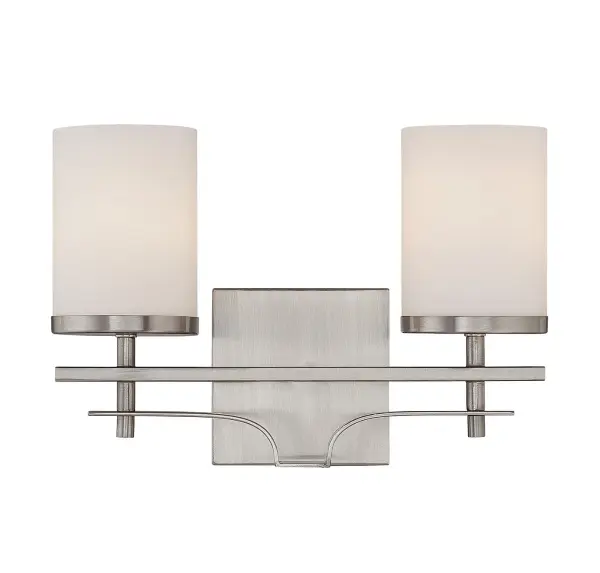 Colton 2-Light Bathroom Vanity Light in Satin Nickel - Image 1