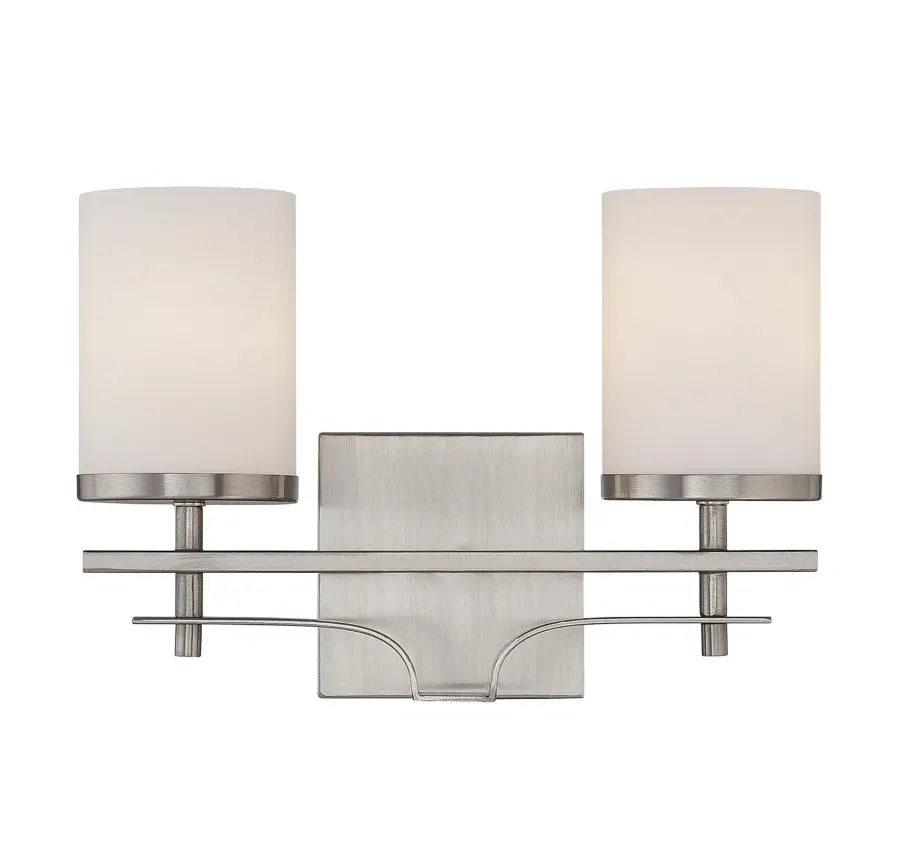 Colton 2-Light Bathroom Vanity Light in Satin Nickel - Image 1