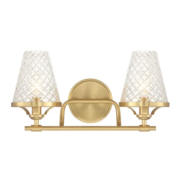 Candler 2-Light Bathroom Vanity Light in Warm Brass - Image 1