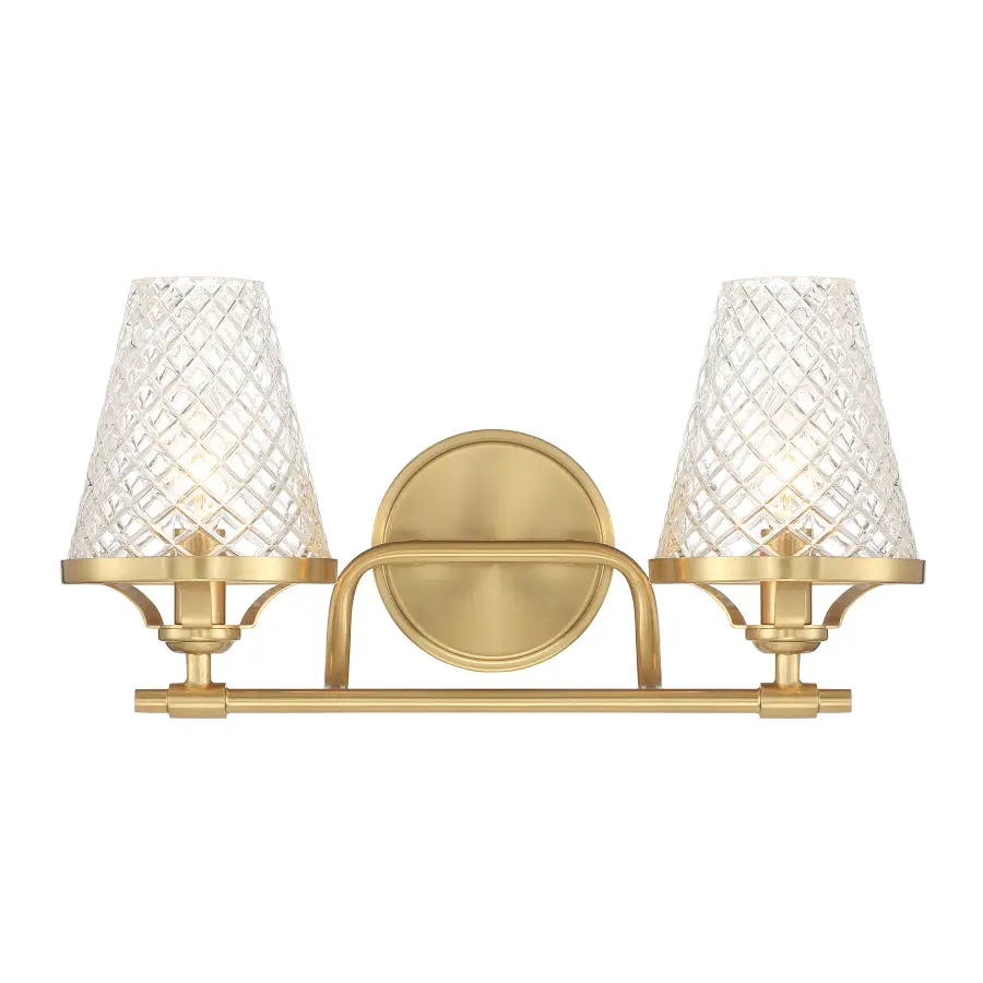 Candler 2-Light Bathroom Vanity Light in Warm Brass - Image 1