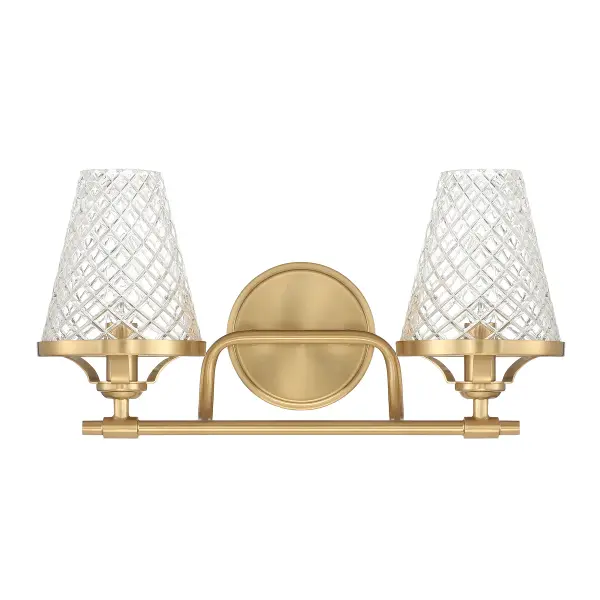 Candler 2-Light Bathroom Vanity Light in Warm Brass - Image 2