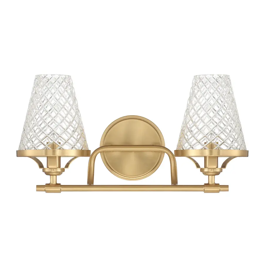 Candler 2-Light Bathroom Vanity Light in Warm Brass - Image 2