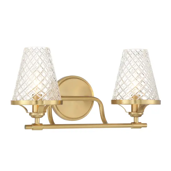 Candler 2-Light Bathroom Vanity Light in Warm Brass - Image 3