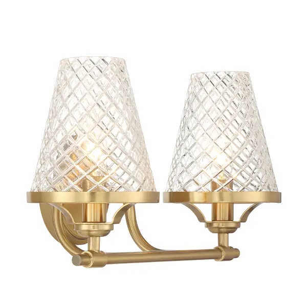 Candler 2-Light Bathroom Vanity Light in Warm Brass - Image 4