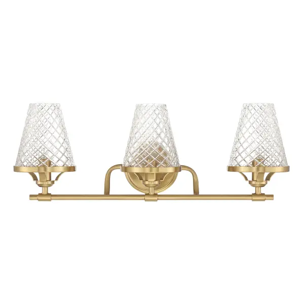 Candler 3-Light Bathroom Vanity Light in Warm Brass - Image 2