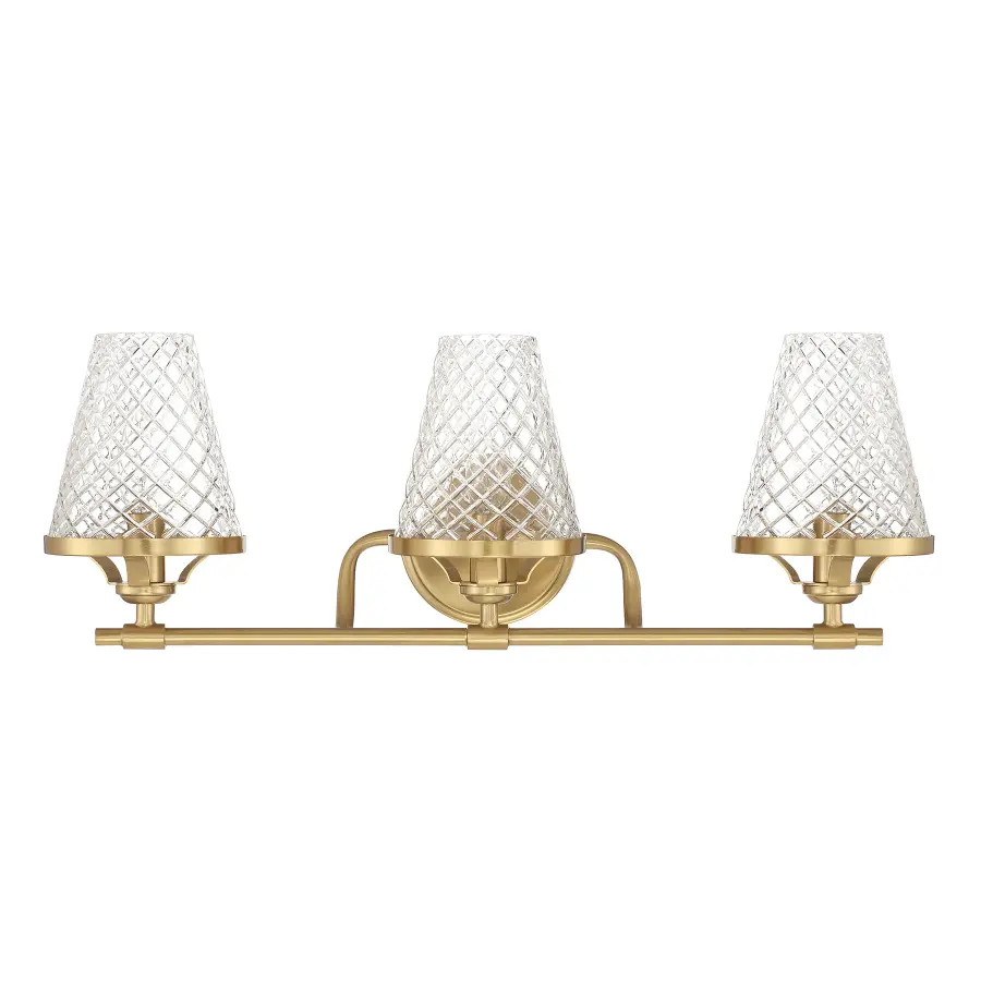 Candler 3-Light Bathroom Vanity Light in Warm Brass - Image 2