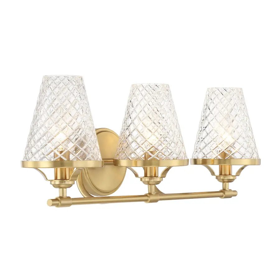Candler 3-Light Bathroom Vanity Light in Warm Brass - Image 4