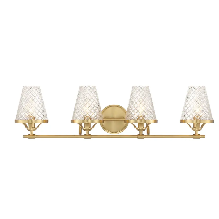 Candler 4-Light Bathroom Vanity Light in Warm Brass - Image 1