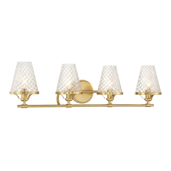 Candler 4-Light Bathroom Vanity Light in Warm Brass - Image 3