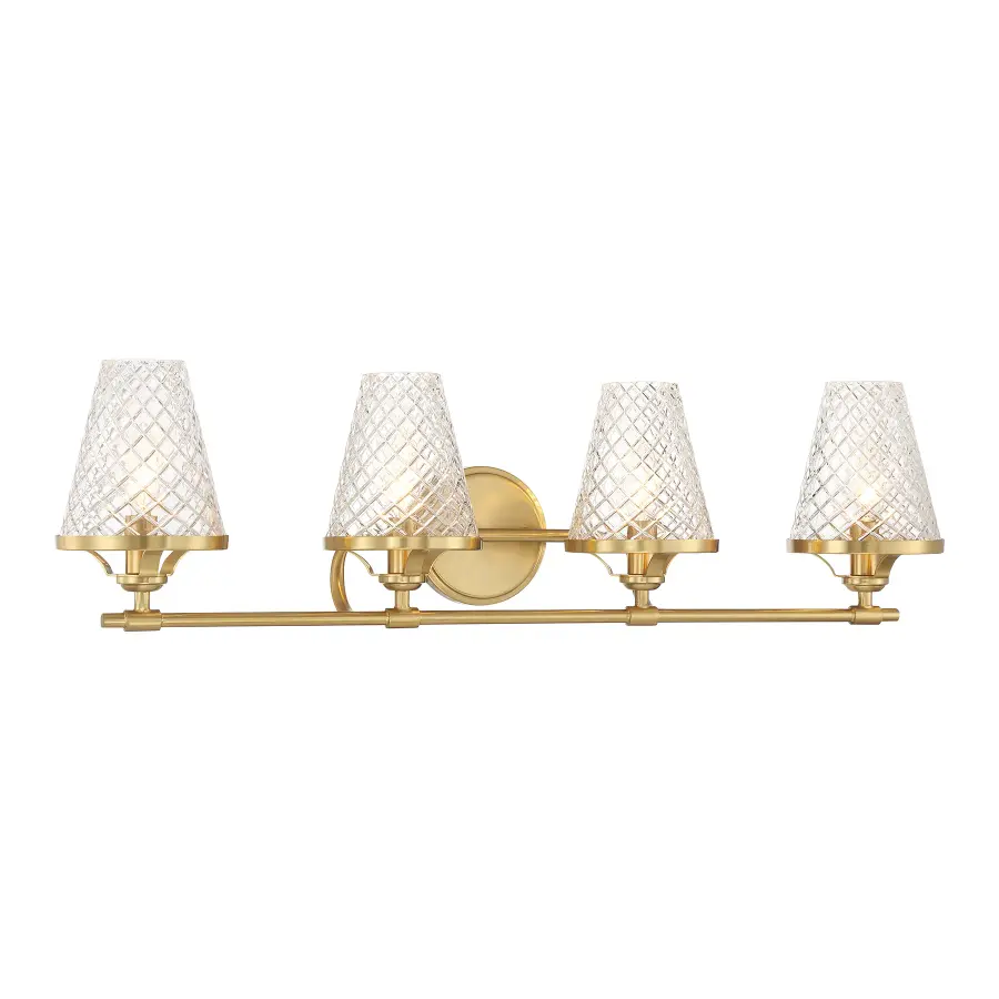 Candler 4-Light Bathroom Vanity Light in Warm Brass - Image 3
