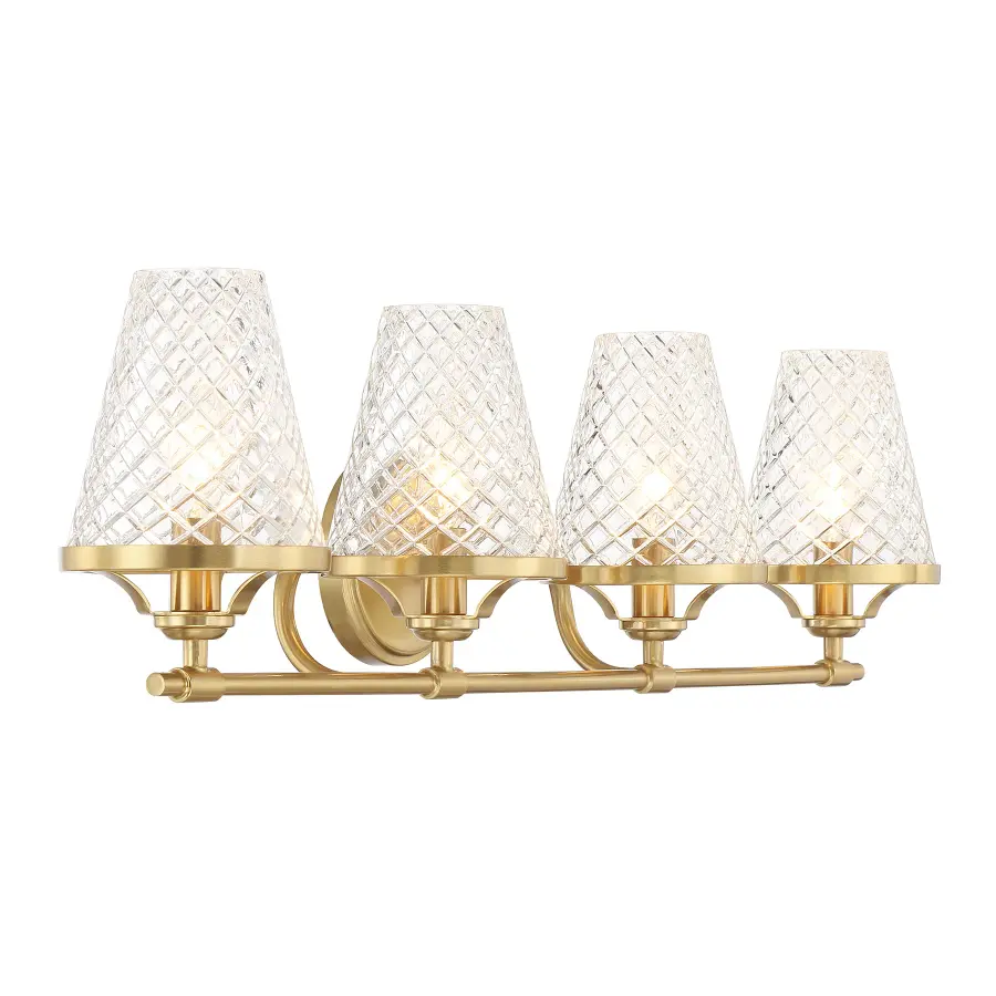 Candler 4-Light Bathroom Vanity Light in Warm Brass - Image 4