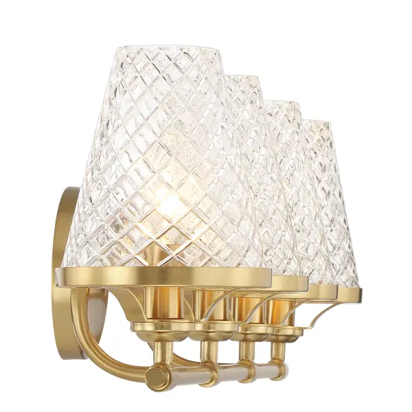 Candler 4-Light Bathroom Vanity Light in Warm Brass - Image 5