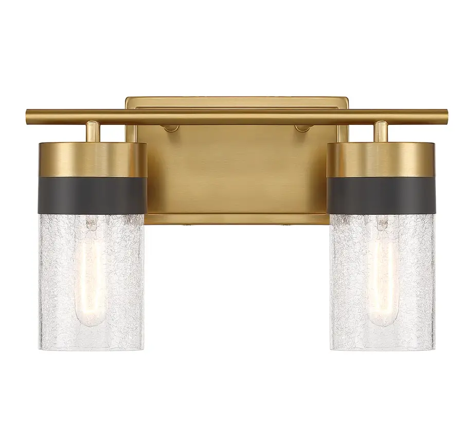 Brickell 2-Light Bathroom Vanity Light in Warm Brass and Black - Image 1