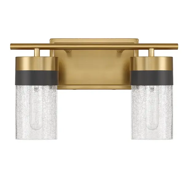 Brickell 2-Light Bathroom Vanity Light in Warm Brass and Black - Image 2