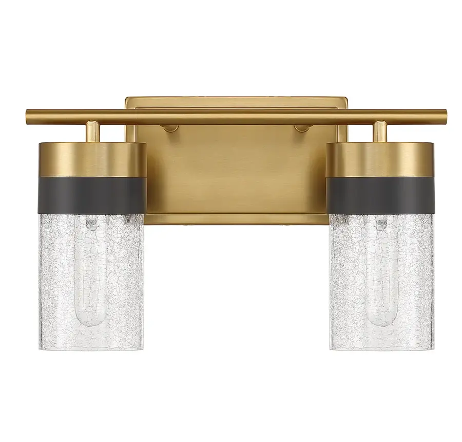 Brickell 2-Light Bathroom Vanity Light in Warm Brass and Black - Image 2