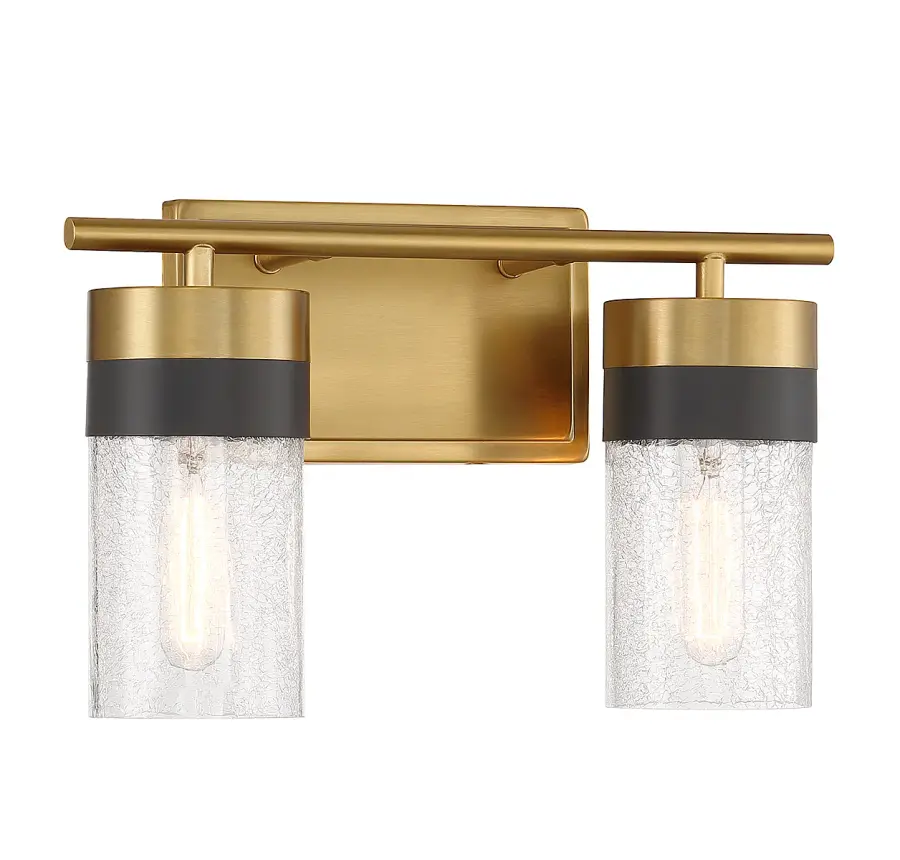 Brickell 2-Light Bathroom Vanity Light in Warm Brass and Black - Image 3